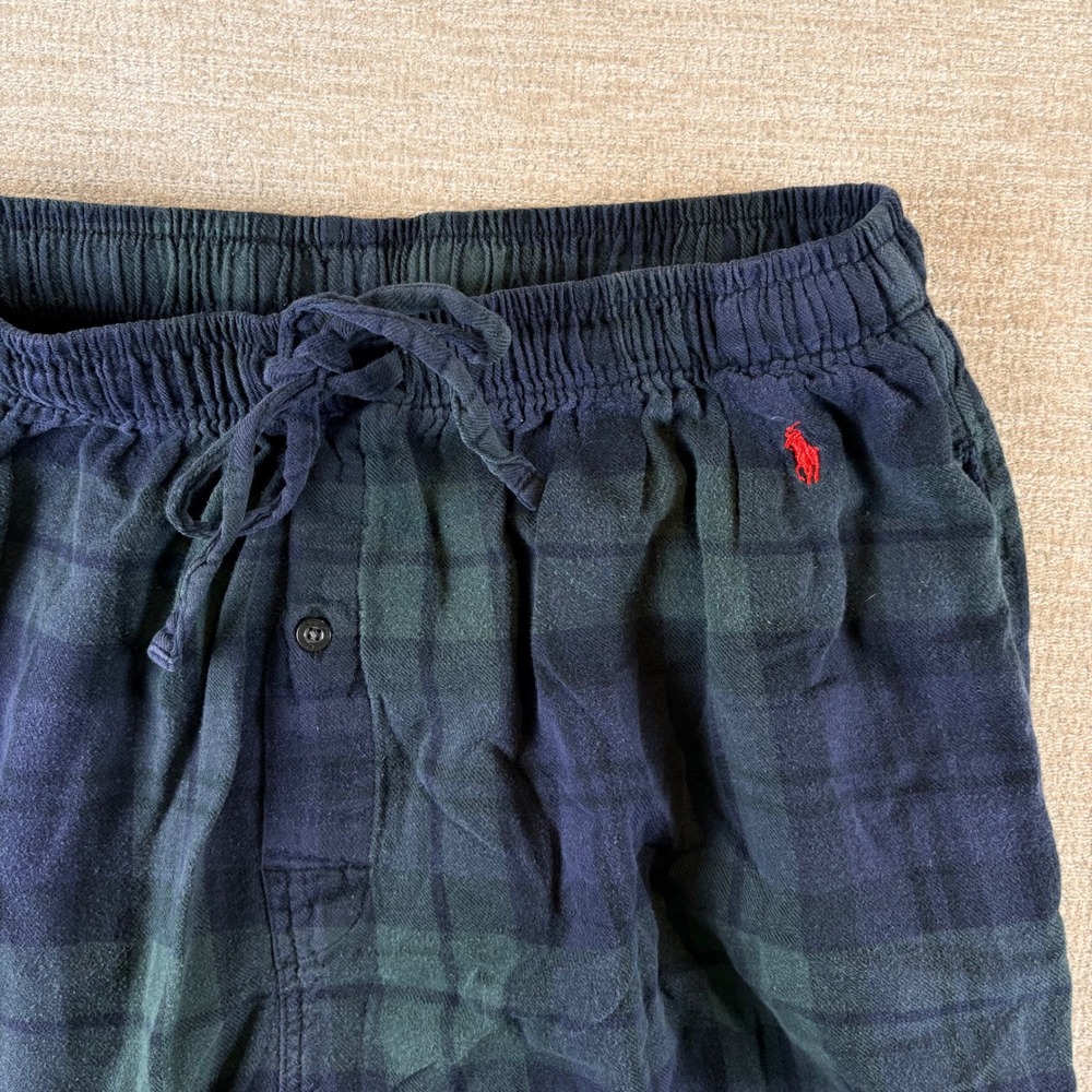 Polo Ralph Lauren Sleepwear Mens Large Green Blue Plaid Pajama Pants EUC Lounge